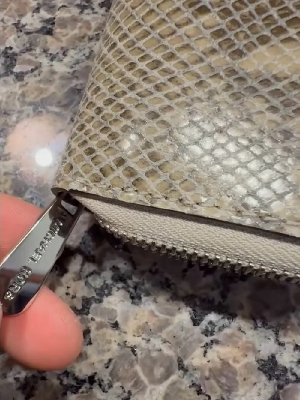 Michael Kors Beige Snake-Print Crossbody with Matching Zip Wallet